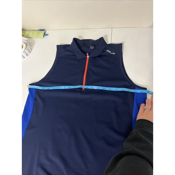 RLX Ralph Lauren Navy Blue Sleeveless Golf Shirt Ladies Size XL - Picture 7 of 9